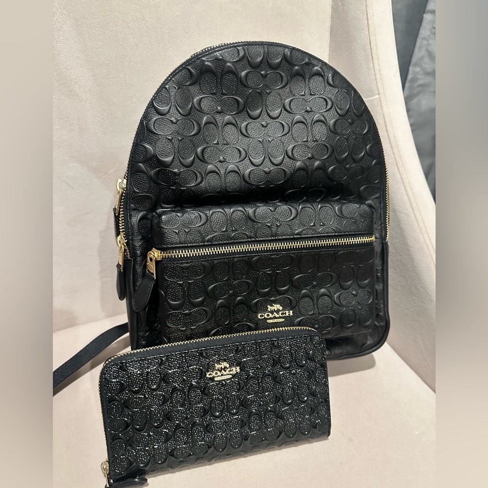 Coach Black Backpack and Wallet Set